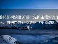 番茄影视读懂关键：先抓主语对齐了吗，再把条件补成清单（不费劲但管用）