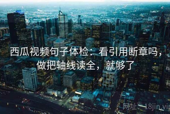 西瓜视频句子体检：看引用断章吗，做把轴线读全，就够了