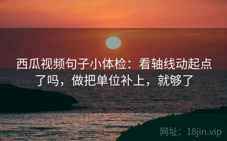 西瓜视频句子小体检：看轴线动起点了吗，做把单位补上，就够了
