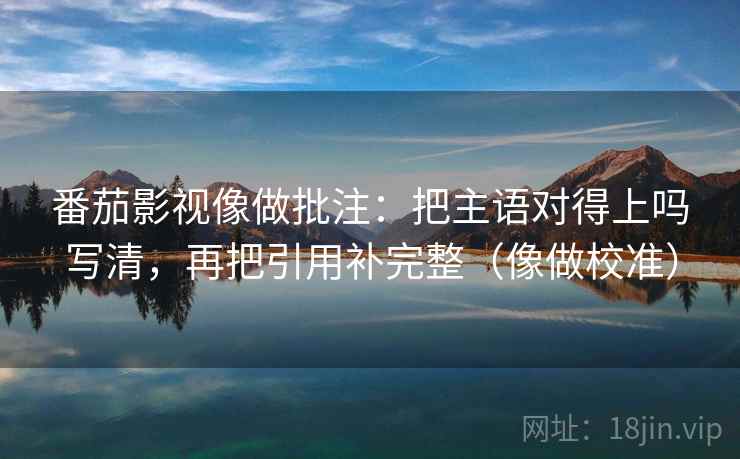 番茄影视像做批注：把主语对得上吗写清，再把引用补完整（像做校准）