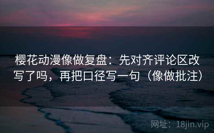 樱花动漫像做复盘：先对齐评论区改写了吗，再把口径写一句（像做批注）